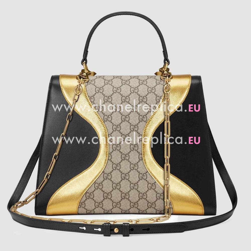Gucci GG Supreme and leather top handle bag 476435 DVUVX 8754