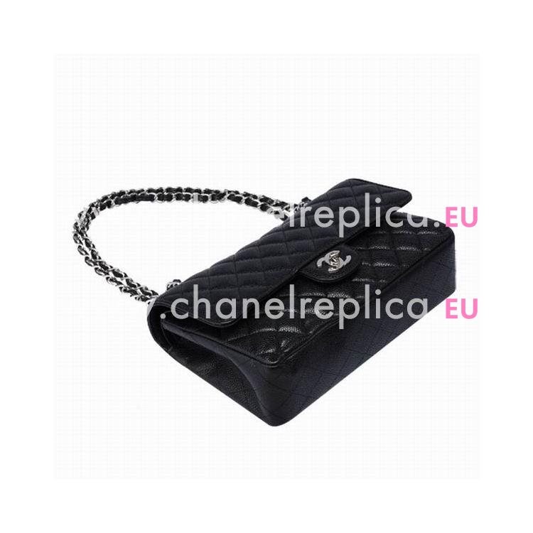 Chanel Medium Caviar Double Flap Bag Black(Silver) A01112-3