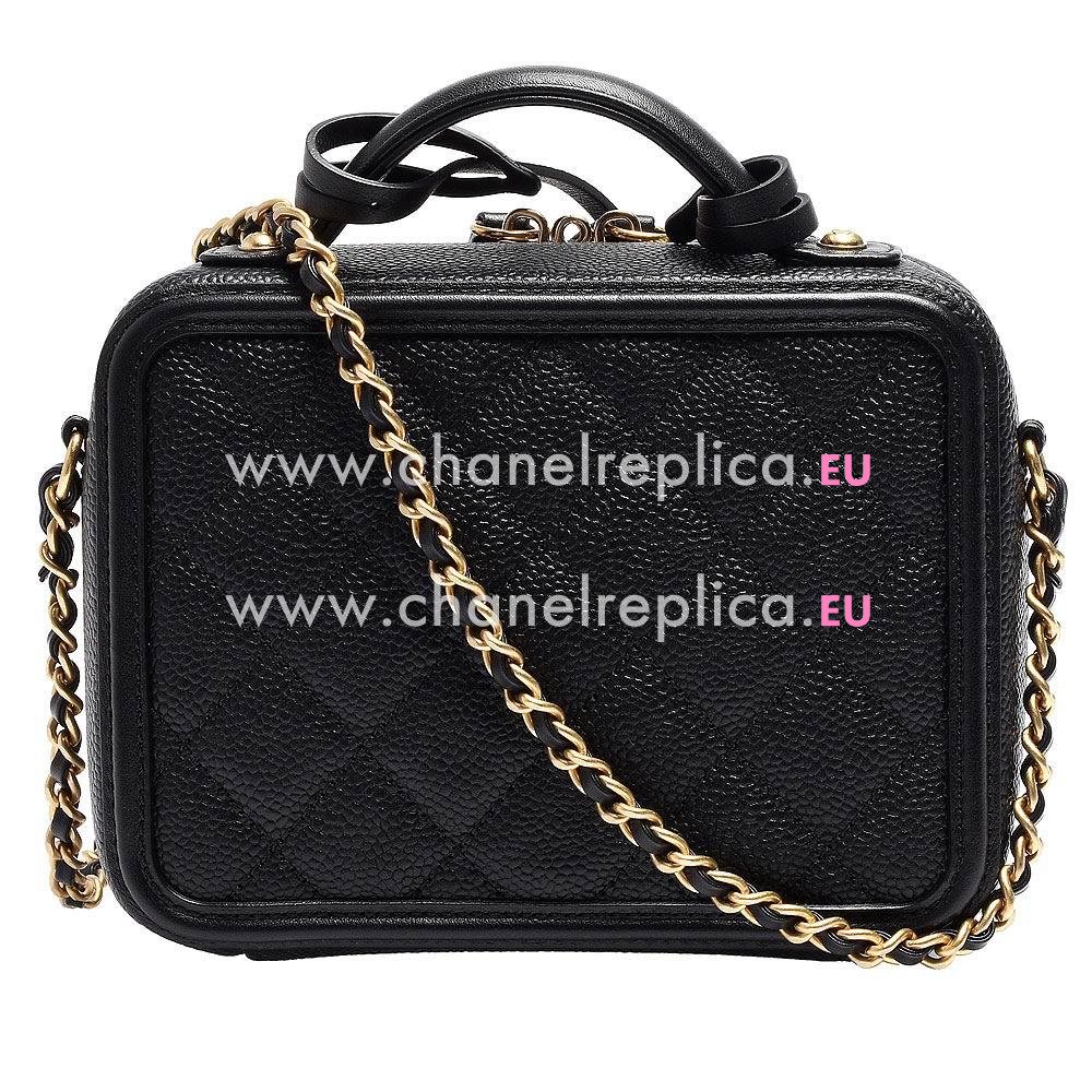 Chanel Gabrielle Caviar CC Logo Mini Vanity Case Black A724A70