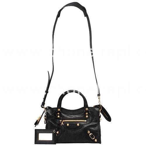 Balenciage City Lambskin Gold hardware Classic Mini Bag Black B2055042