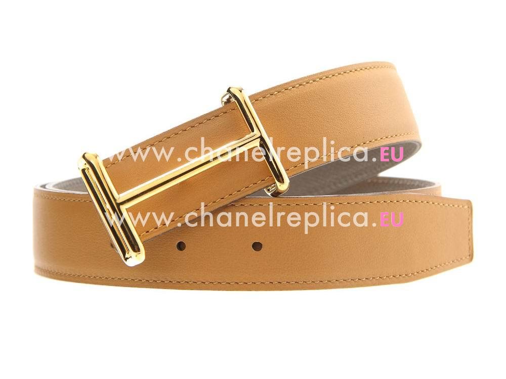 Hermes Idem Ocher Yellow Gray Two-sided Belt H256984