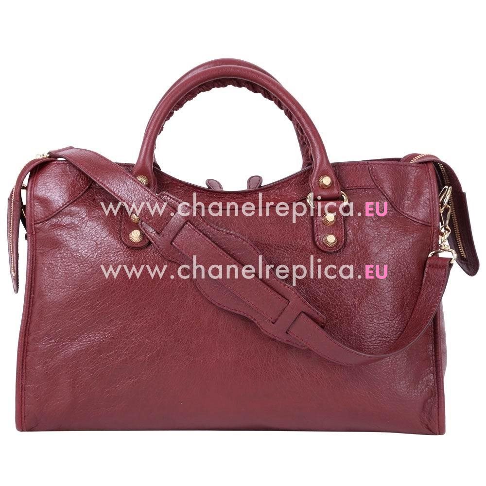 Balenciage City Lambskin Gold hardware Classic Bag Deep Red B2654902