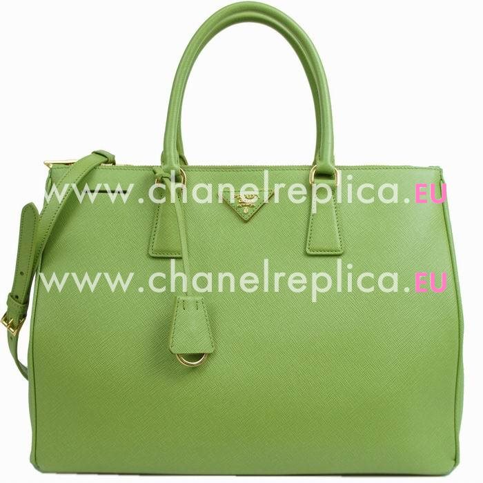 Prada Saffiano Lux Triangle Logo Large Size Shopping Tote Grass Green PRB1786T