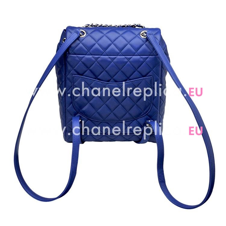 Chanel Navy Blue Lambskin Silver Chain Backpack A91121L-Blue