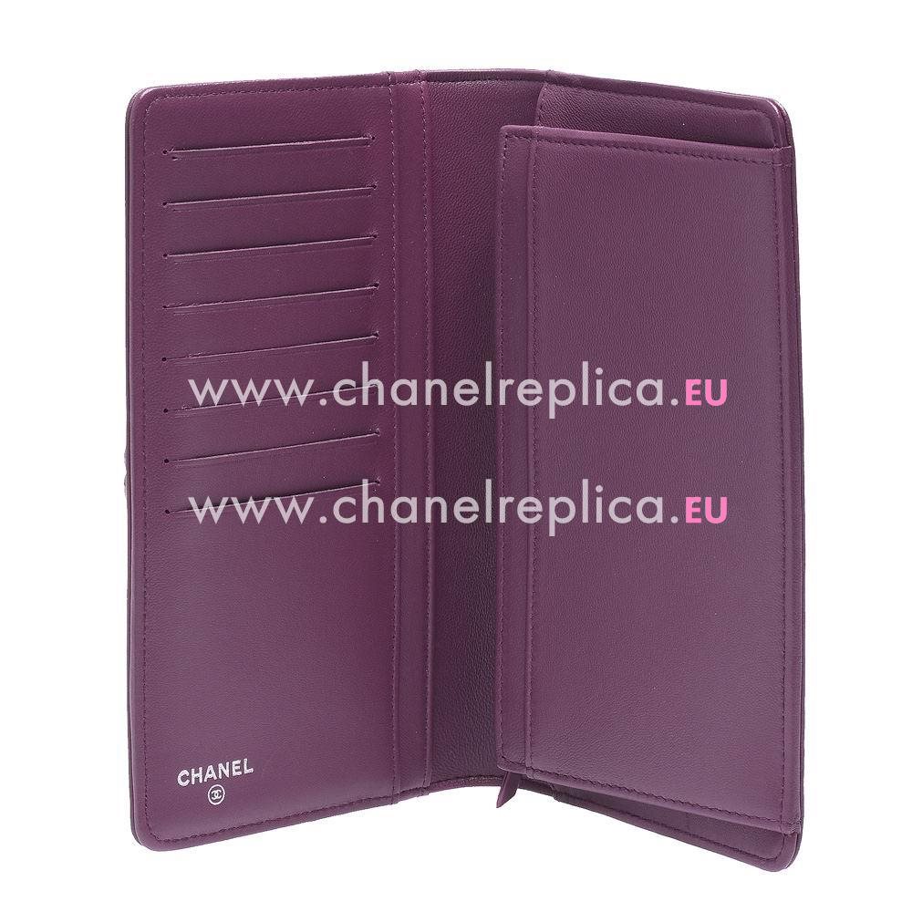 Chanel Lambskin Anti-gold Lock Boy Long Wallet Purple C667012