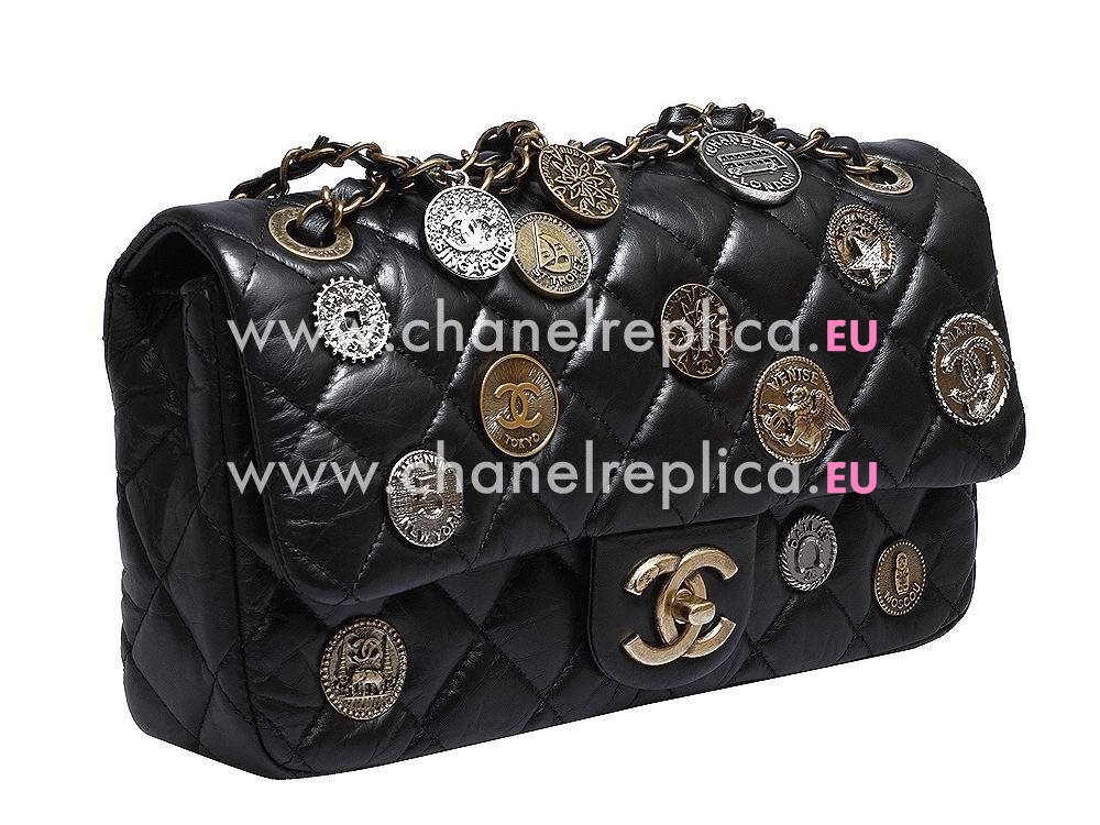 Chanel Aged Calfskin Flap Bag Embellished With Medallions A92674