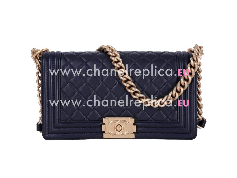 Chanel Lambskin Boy Chain Bag Deep Blue A249779
