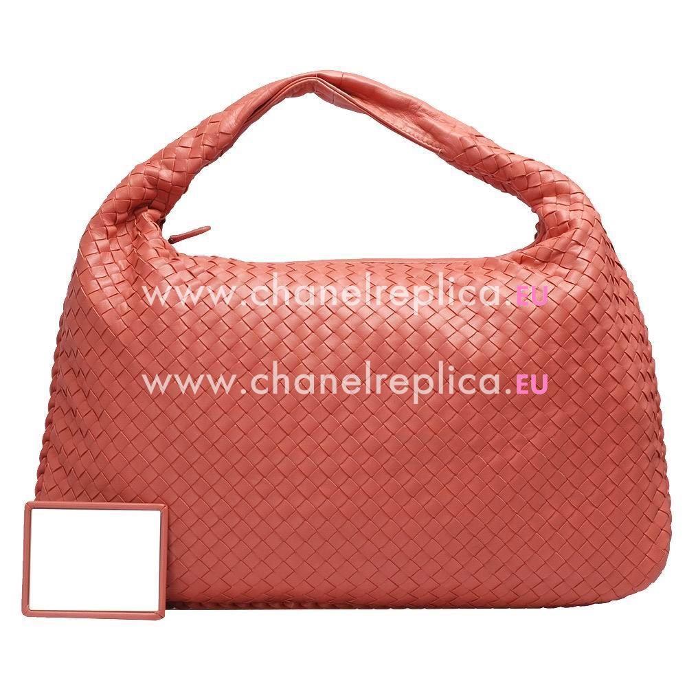 Bottega Veneta Classic Intrecciato Nappa Weave Falcate Shoulder Bag In Pink Orange B5212049