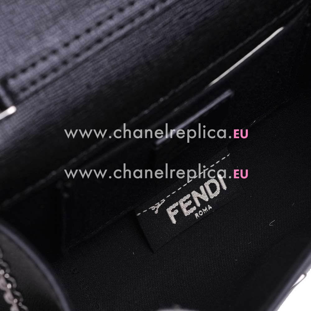 FENDI Classic Sawtooth Cowhide Leather Dinner Bag Black F1548737