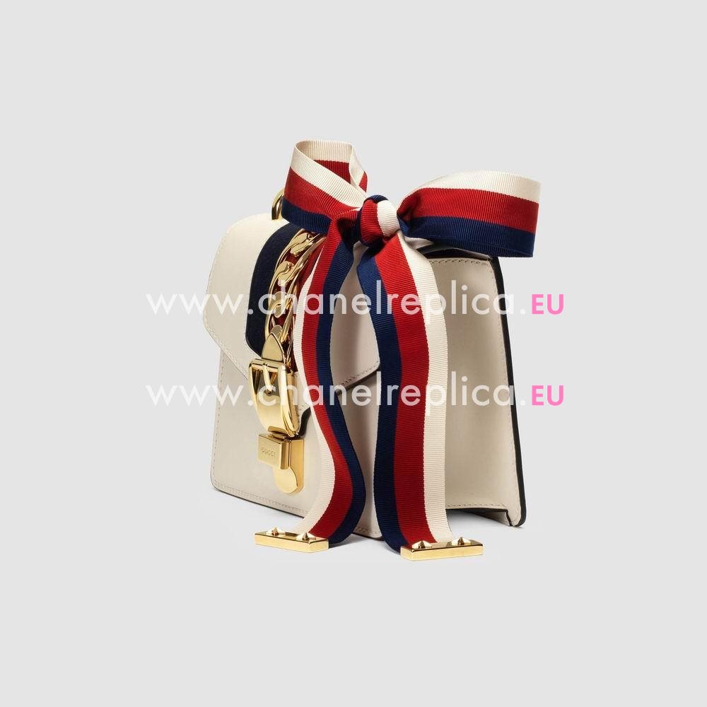 Gucci Sylvie leather mini chain bag White 431666 CVLEG 8605