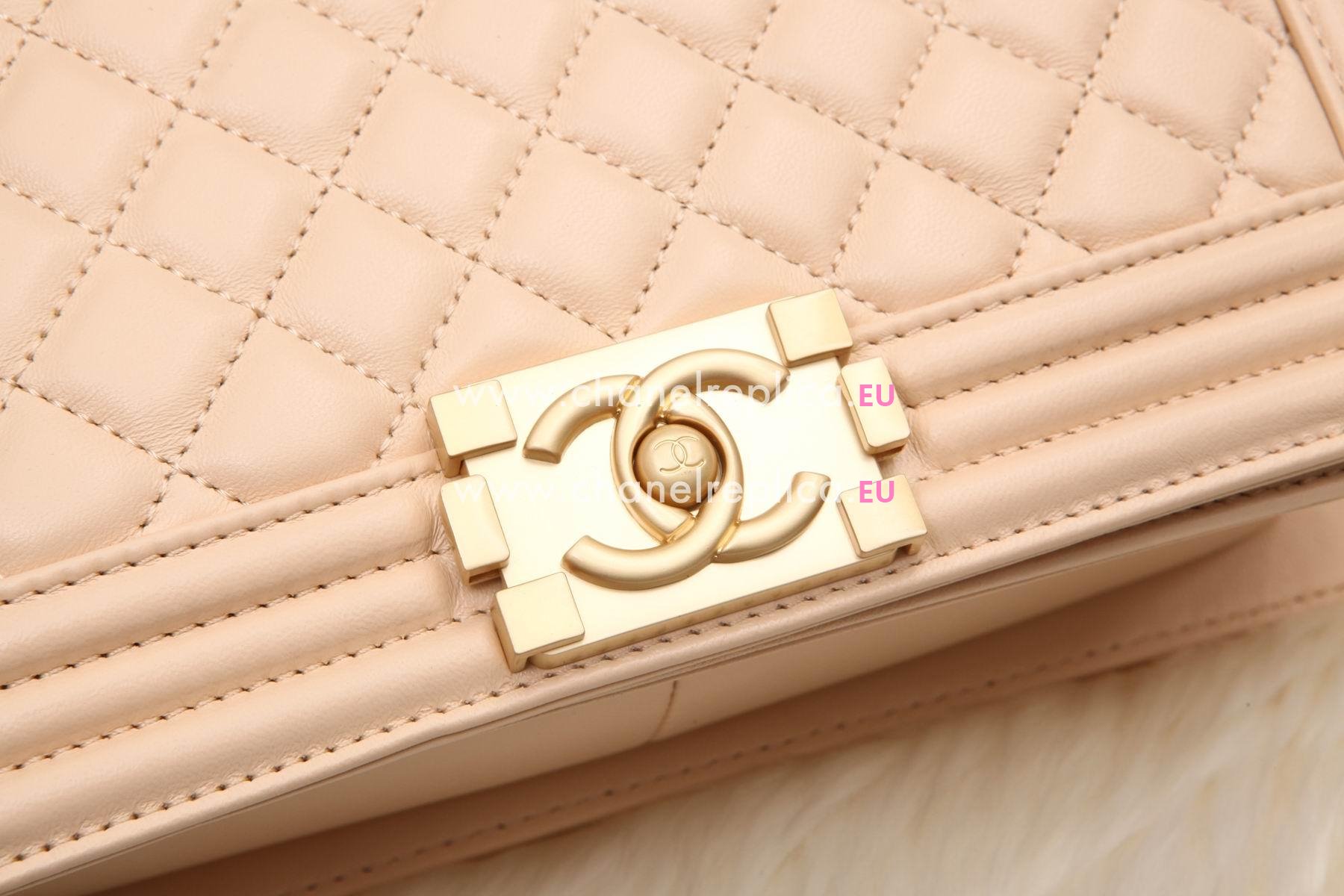 Chanel Lambskin 25.5 Boy Bag Apricot Gold Hardware A67089