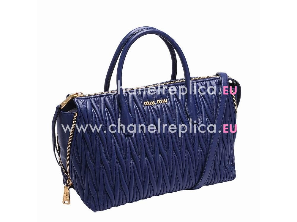 Miu Miu Large Matelasse Lux Nappa Handbag Dark blue RN1019