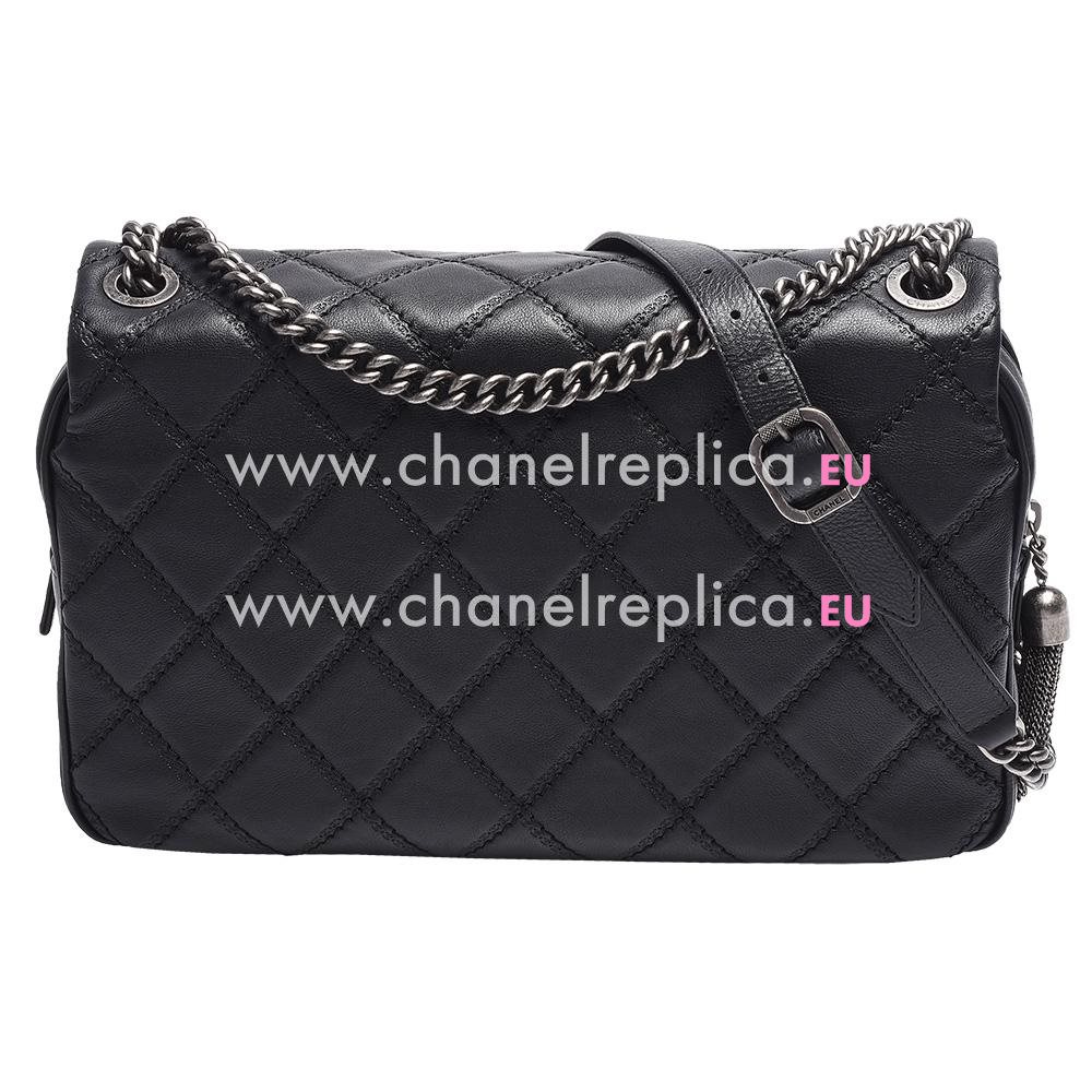 Chanel 31 Rue Cambon Calfskin Quilted Anti-silver Chain Tassels Bag A688345