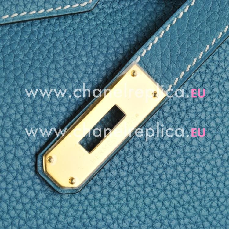 Hermes Birkin 30cm Bleu Jean Togo Leather Gold Hardware Bag Hand Sew HB1030TEN