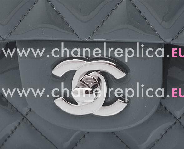 Chanel Patent Medium Flap Bag Blue Grey(Silver) A01112-BG