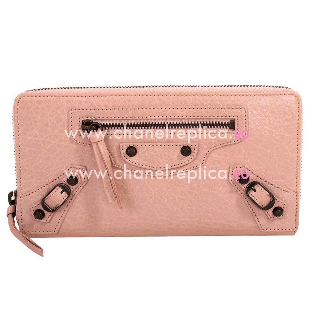 Balenciaga Portafog Lambskin Aged Brass Hardware Wallets Orange Pink B2065952