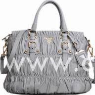 Prada Nappa Gaufre Lambskin Handbag In Grey P309244