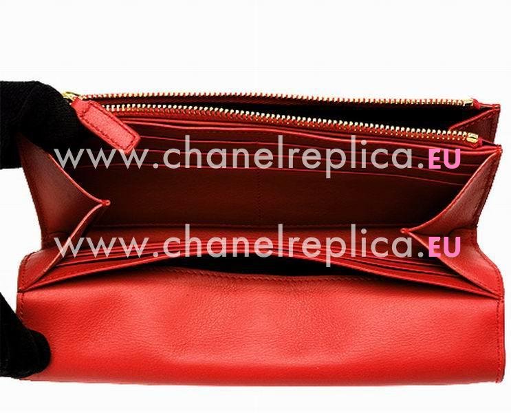 YSL Chye Leather Clutch Y Calfskin Wallets In Red YSL5184601