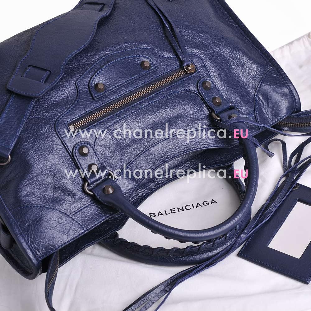 Balenciage City Lambskin Age Brass hardware Classic Bag DeepNight Blue B2054975