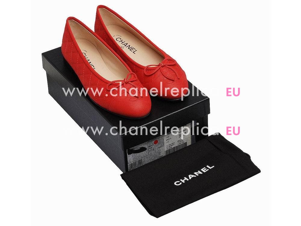 Chanel Double CC Lambskin Cambon Bowknot Shoes Red G56347