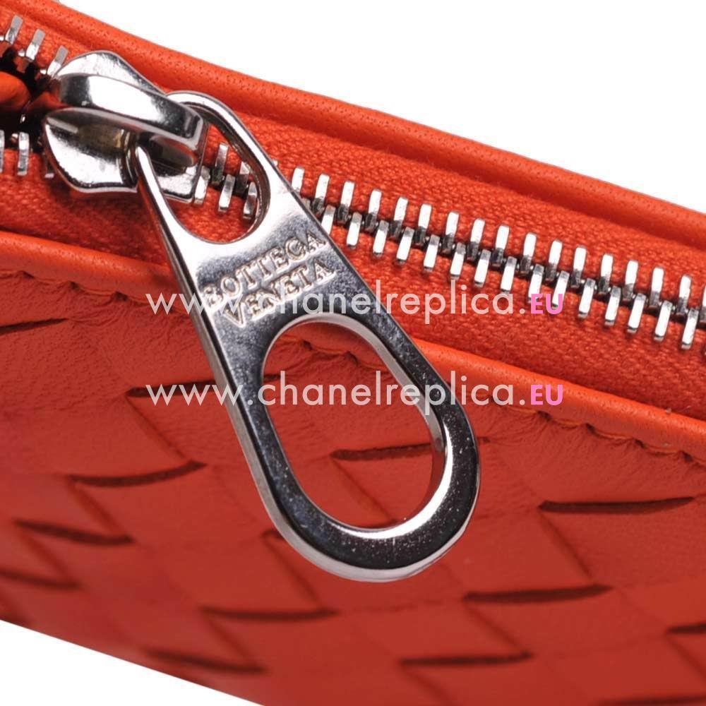 Bottega Veneta Classic Weave Nappa Change Purse In Fresh Orange BV6112916