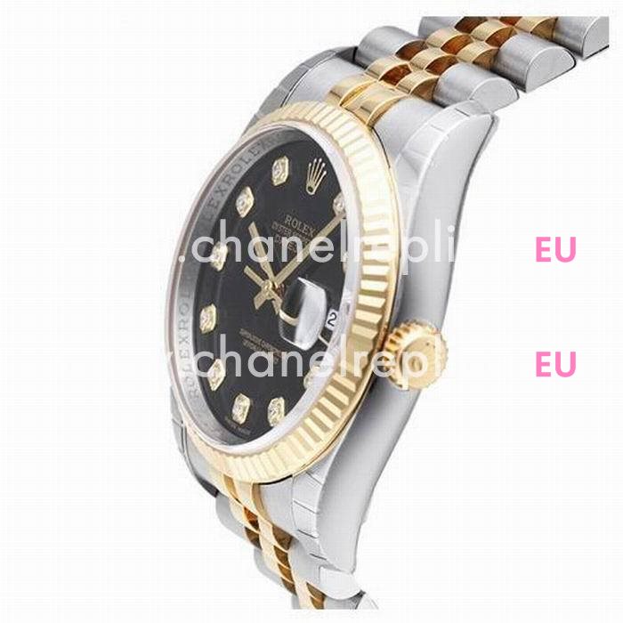 Rolex Datejust Automatic 37mm 18K Gold Stainless Steel Watch Black R116233-8