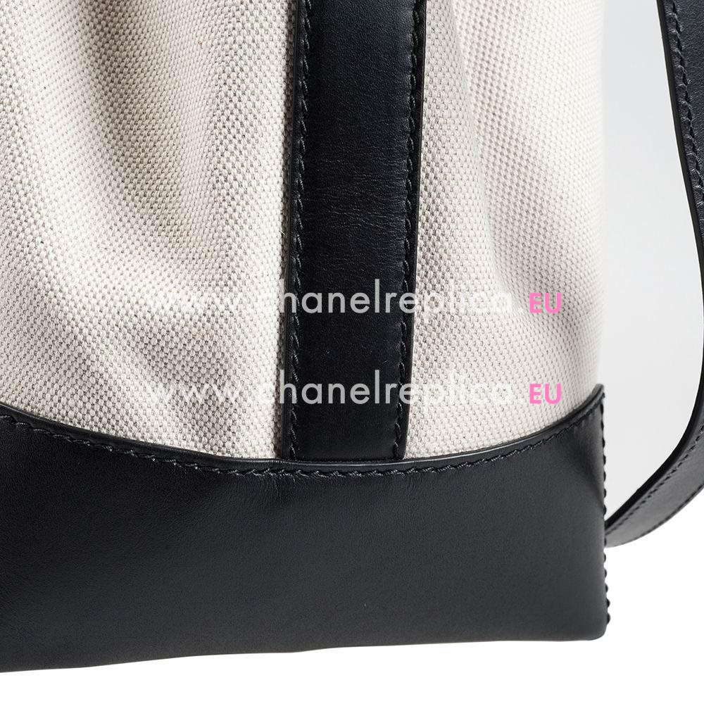 Balenciaga Navy Nylon Canvas Bucket Bag White B7031503