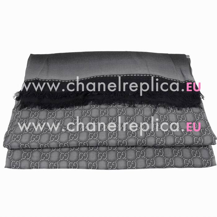 Gucci Classic GG Logo Wool Scarf Black Gray G7022212