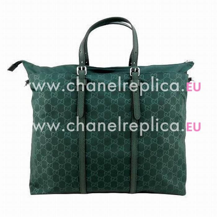 Gucci Nylon Tote Hand/Shoulder Bag In Black Green G6122502