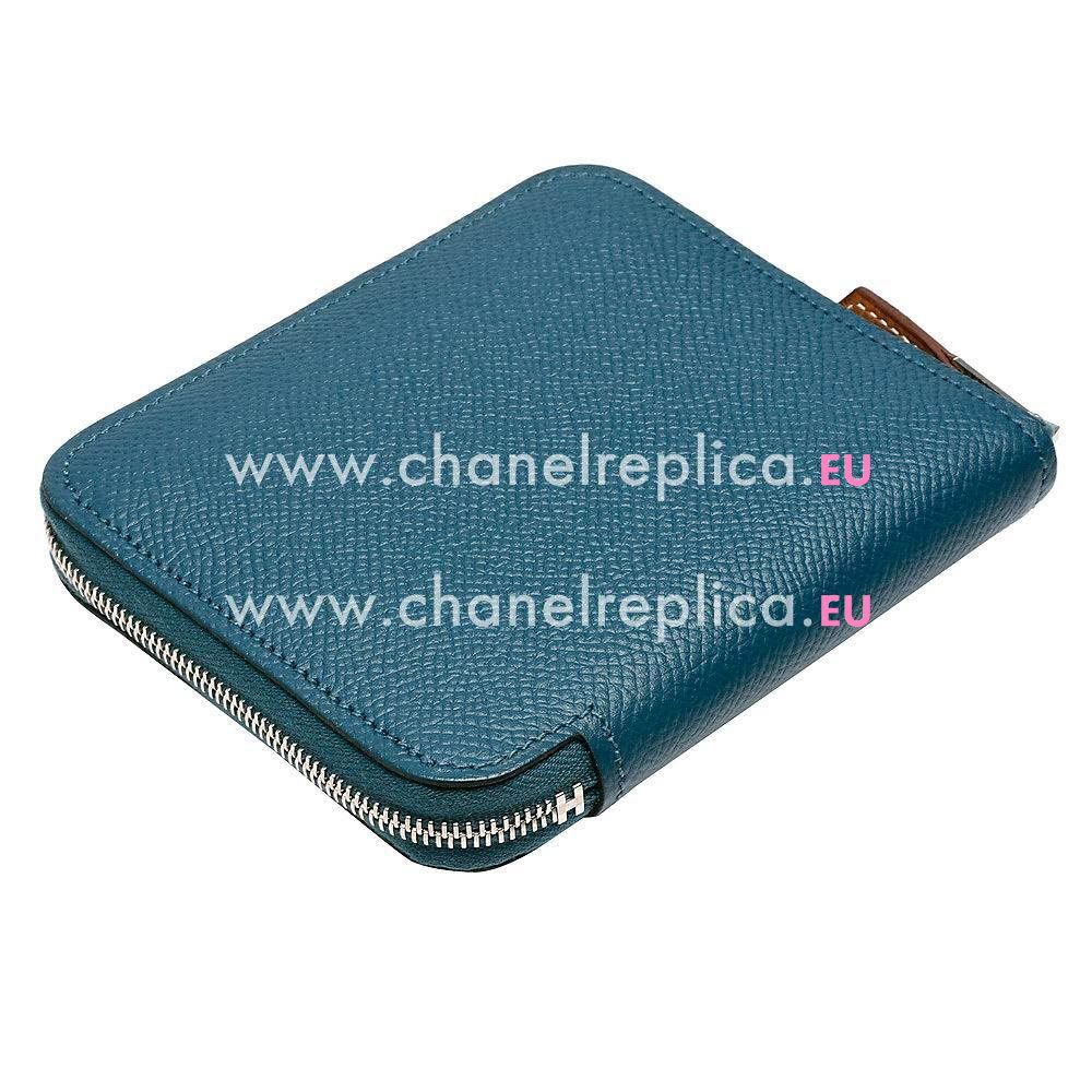 Hermes Classic Silk in Epsom Cowhide Zipper Wallet Blue H6111207