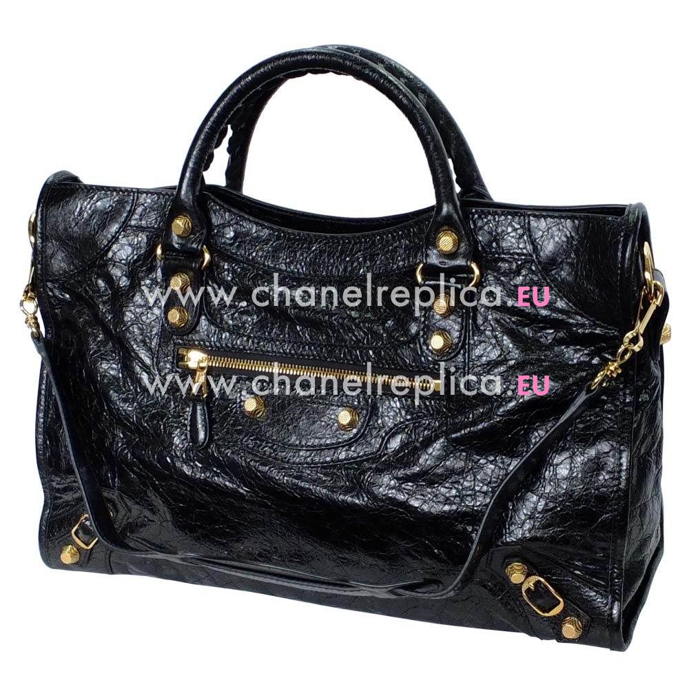 Balenciage City Lambskin Gold hardware Classic Bag Black B5598295