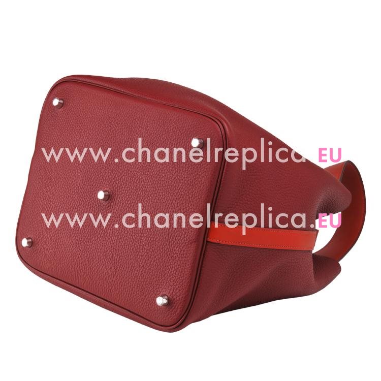 Hermes Picotin Lock 26 Clemence Rouge H Brique Handbag With Palladium HPL26TC55