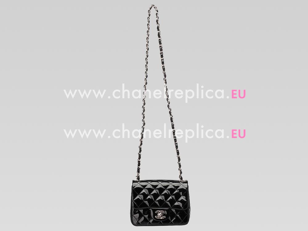 Chanel Patent Mini Coco Bag In Black silver A4571128