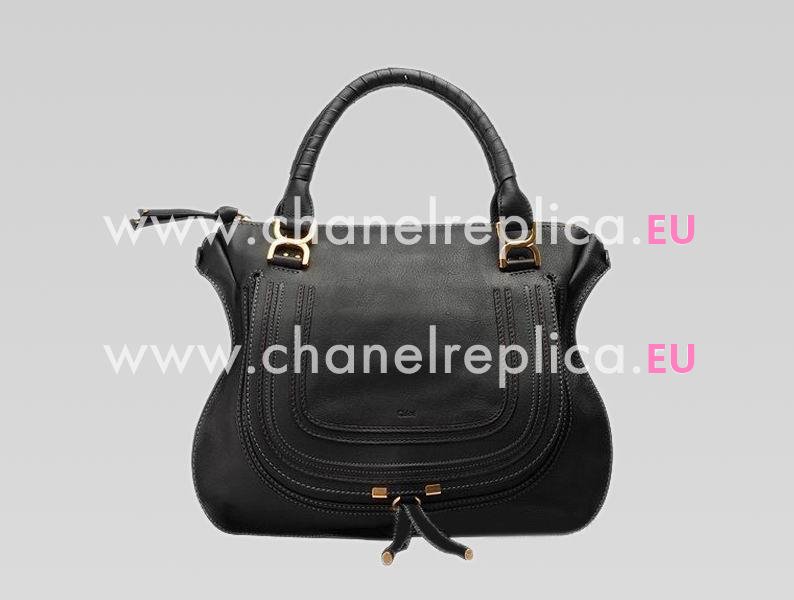 CHLOE Marcie Large Calfskin Single Handle ShouldBag Black C446279