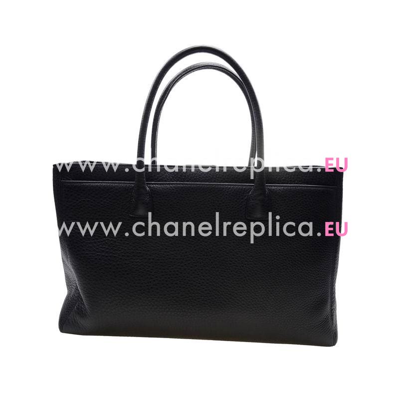 CHANEL LARGE EXECUTIVE TOTE BLACK(SILVER) A66439