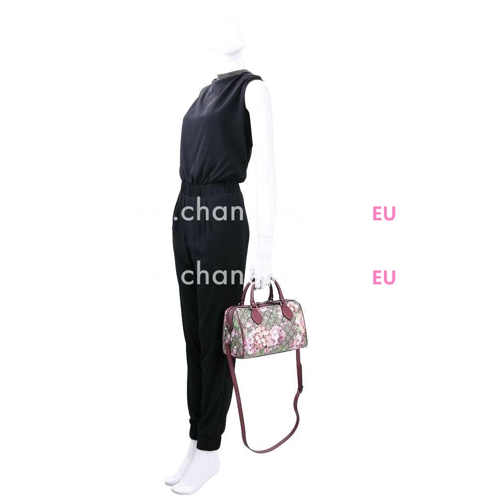 Gucci Blooms GG Supreme Calfskin Flower Handle Bag In Dark Pink G595266