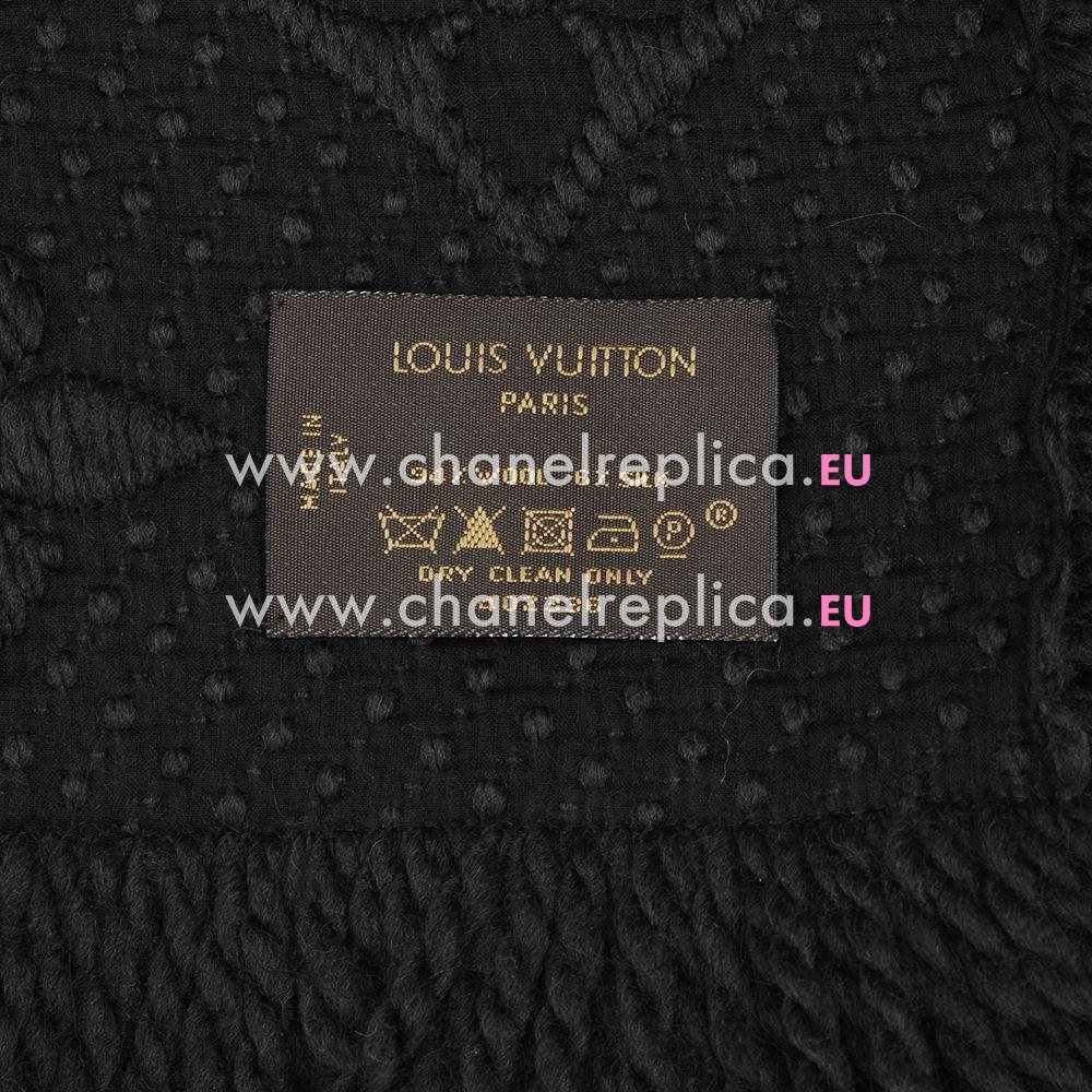 Louis Vuitton Mongram Logo Mania Silk Wool Scarf Charcoal grey M72431