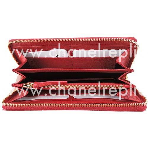 Balenciaga Metallic Edge Goatskin Gold Hardware Wallets Red B2055120