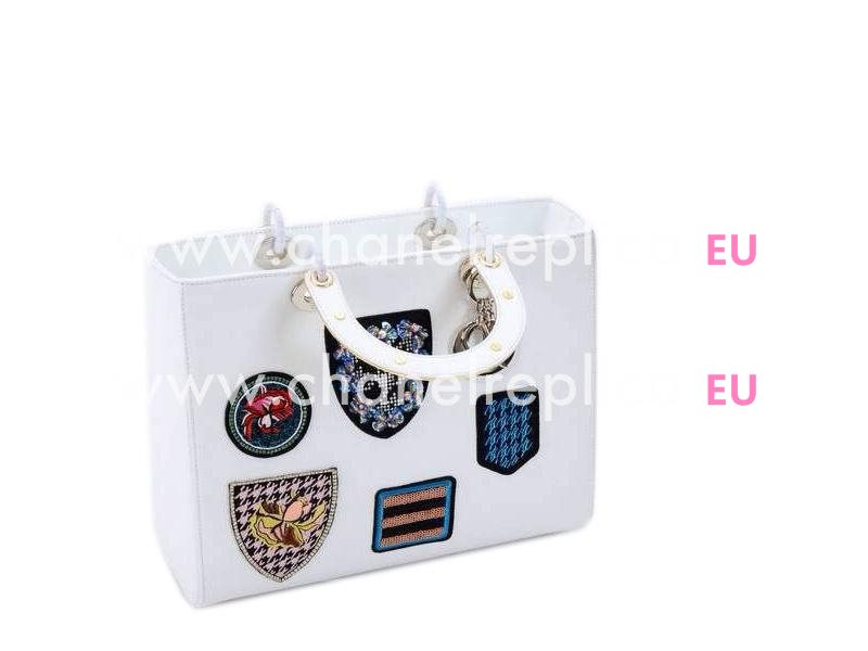 Lady Dior Lambskin With Medals Bag In White 164658