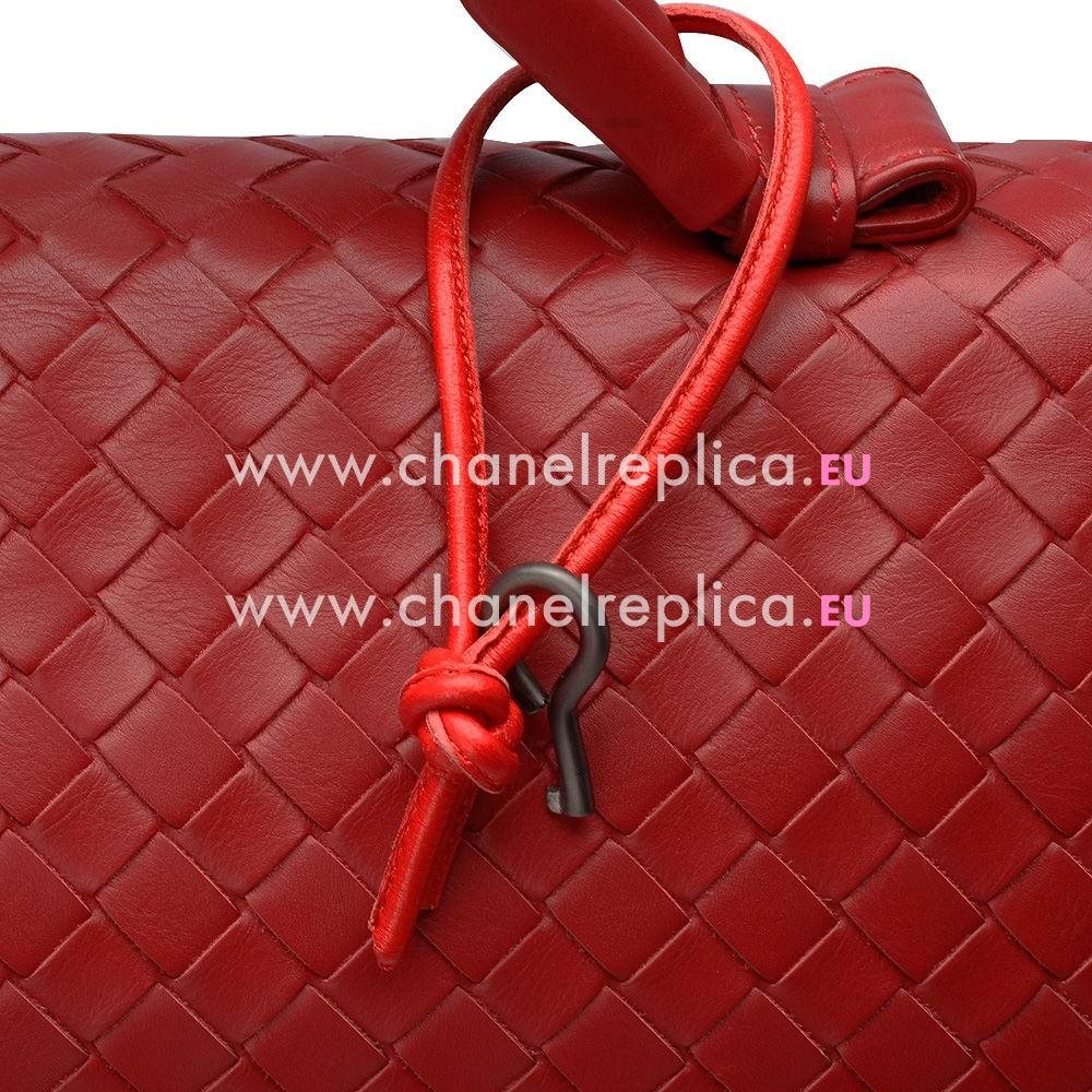 Bottega Veneta Classic Calfskin Leather Woven Hand Briefcase Light Red B4715233