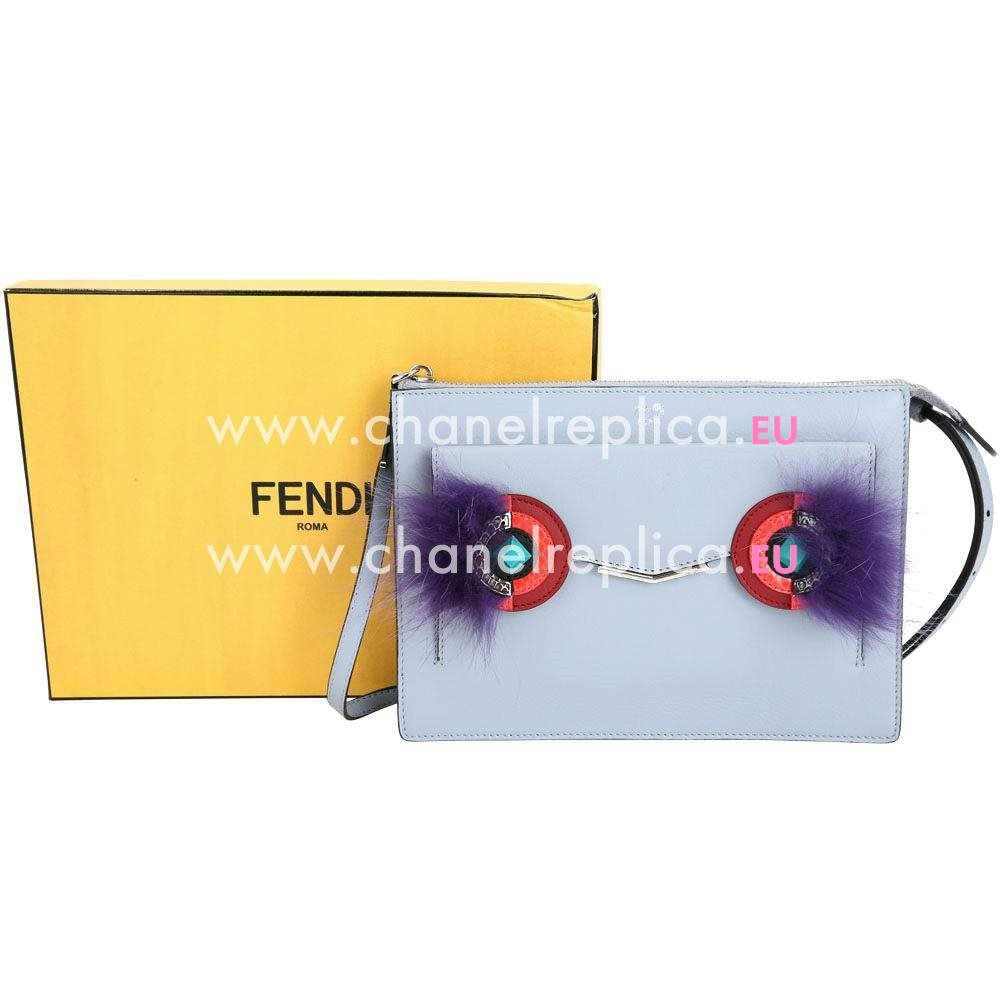 FENDI 2jours Bag Bugs Calfskin Bag Light Blue F7041405