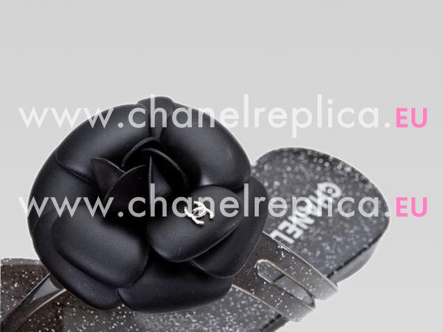 CHANEL CAMELLIA FLIP-FLOPS SANDAL IN BLACK 1245HB