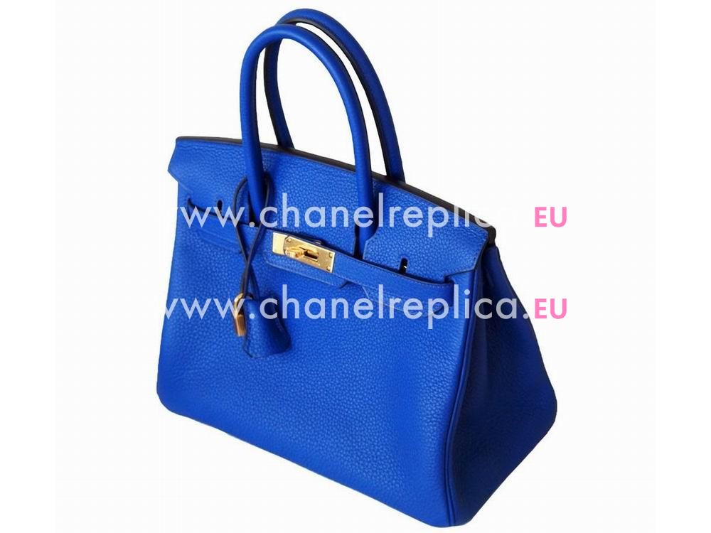 Hermes Birkin 30cm Blue Electric Candy Clemence Leather GHD HS5558W