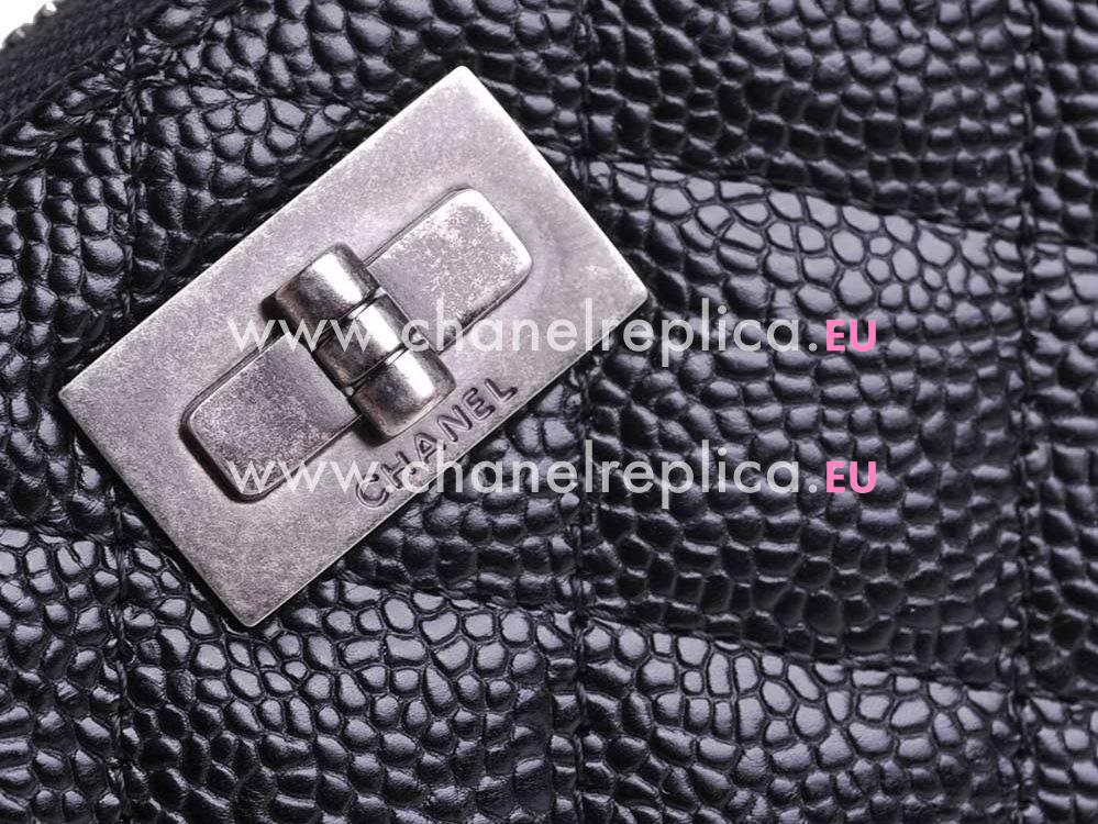 Chanel Caviar Anti-silver Logo Zippy Wallet In Black A69207