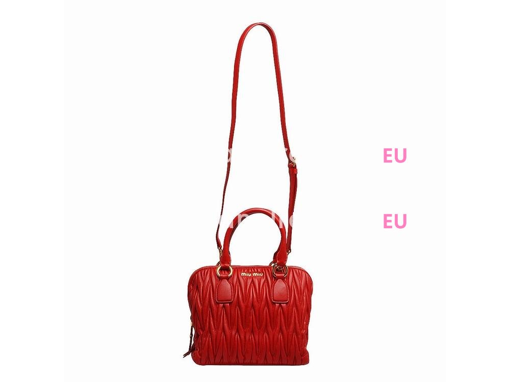 Miu Miu Matelasse Lux Nappa Leather Handbag Bright Red RL0092