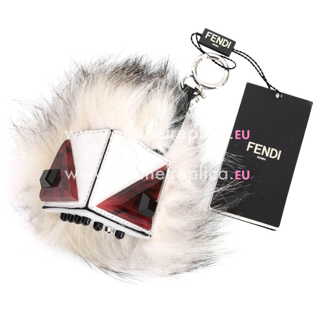 FENDI Cucaoo Bag Bugs The Fox Pandent White F1548744