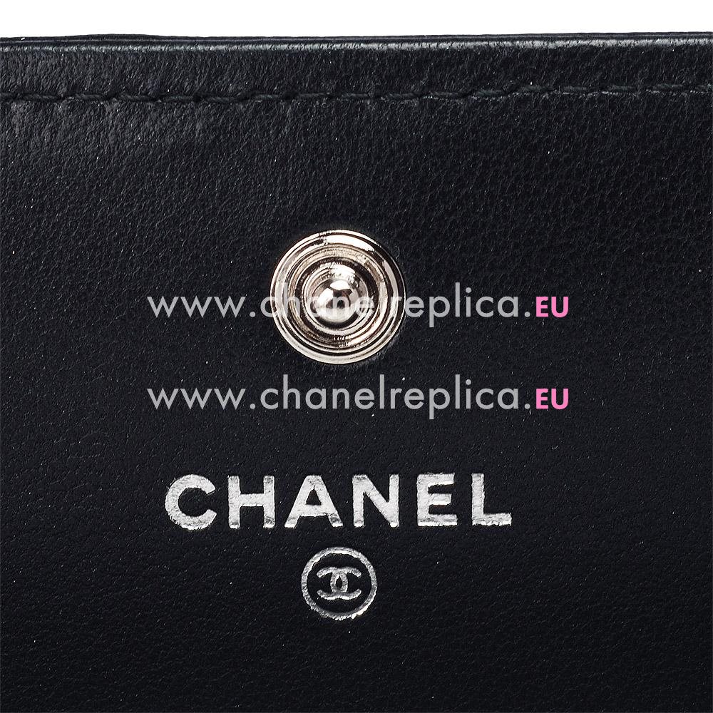 Chanel Lambskin Anti-silver Lock 3Layers Boy Long Wallet Black C541114