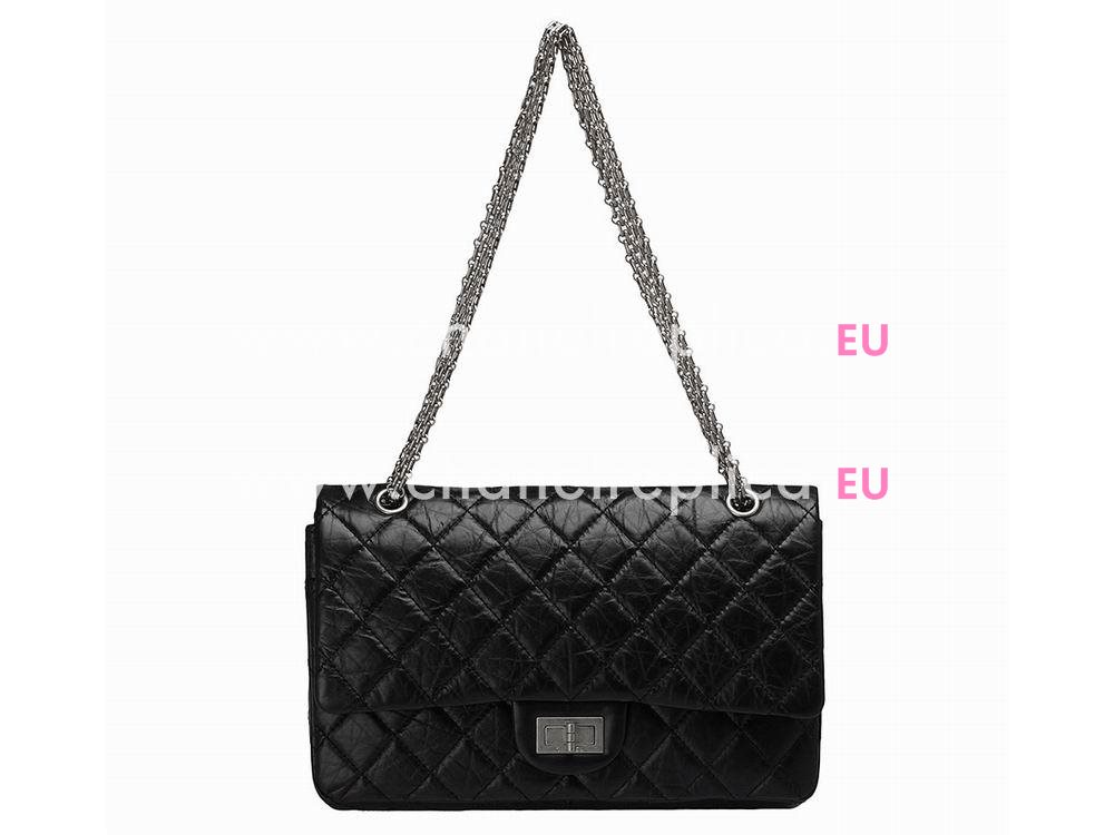 Chanel Jumbo Aged Calfskin Bag in Black(Antique-Silver) A12456AS