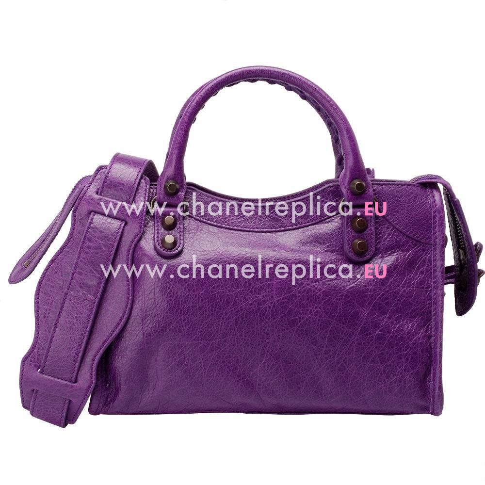 Balenciage City Lambskin Aged Brass hardware Classic Mini Bag Purple B2055058