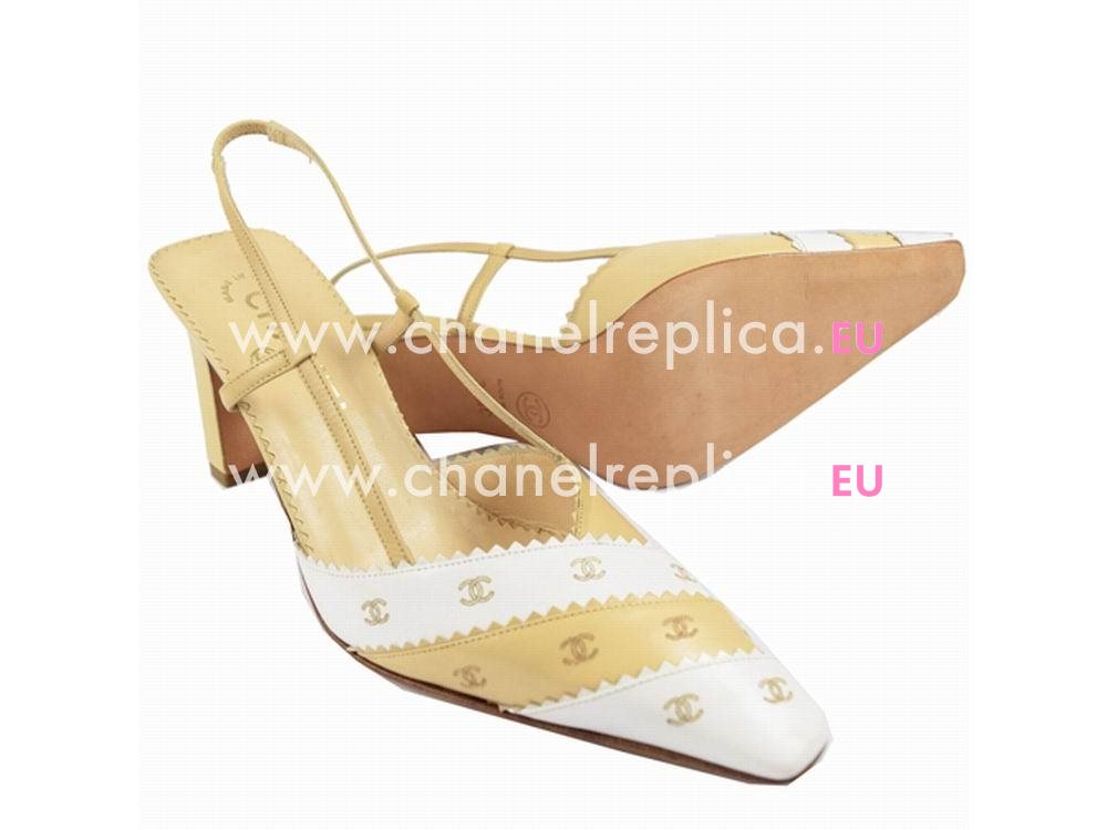 Chanel CC Logo Cowhide Points High-heeled Shoes Camel G49948